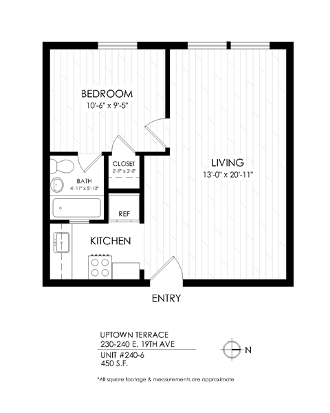 1 Bedroom Uptown Terrace Floor plan